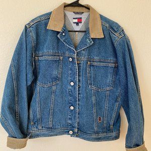 Vintage 90s Tommy Hilfiger Denim Blue Jean Trucker Jacket Size Extra Large